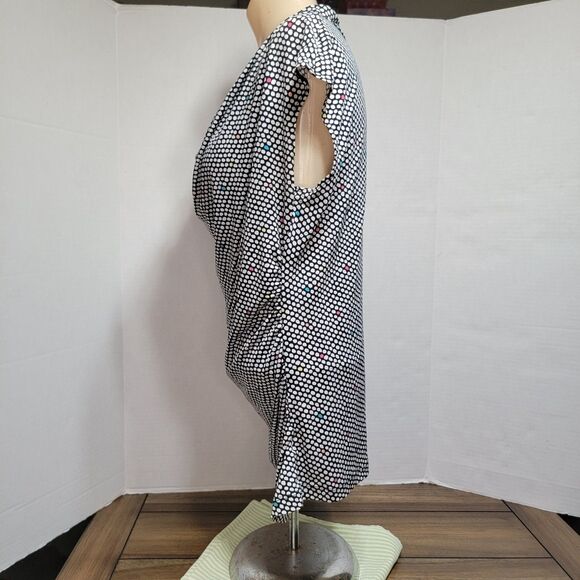 Worthington No Sleeve B&W Dots Blouse Cowl Neck - Size Petite Medium - Picture 3 of 7